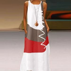 Red and White Tank Colorblock Maxi